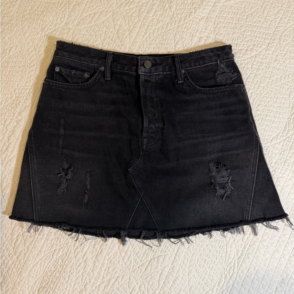 GRLFRND Black Distressed Denim Skirt Size 29
